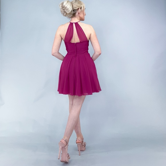 Azazie Halter Cocktail Bridesmaid Dress - Picture 10 of 14